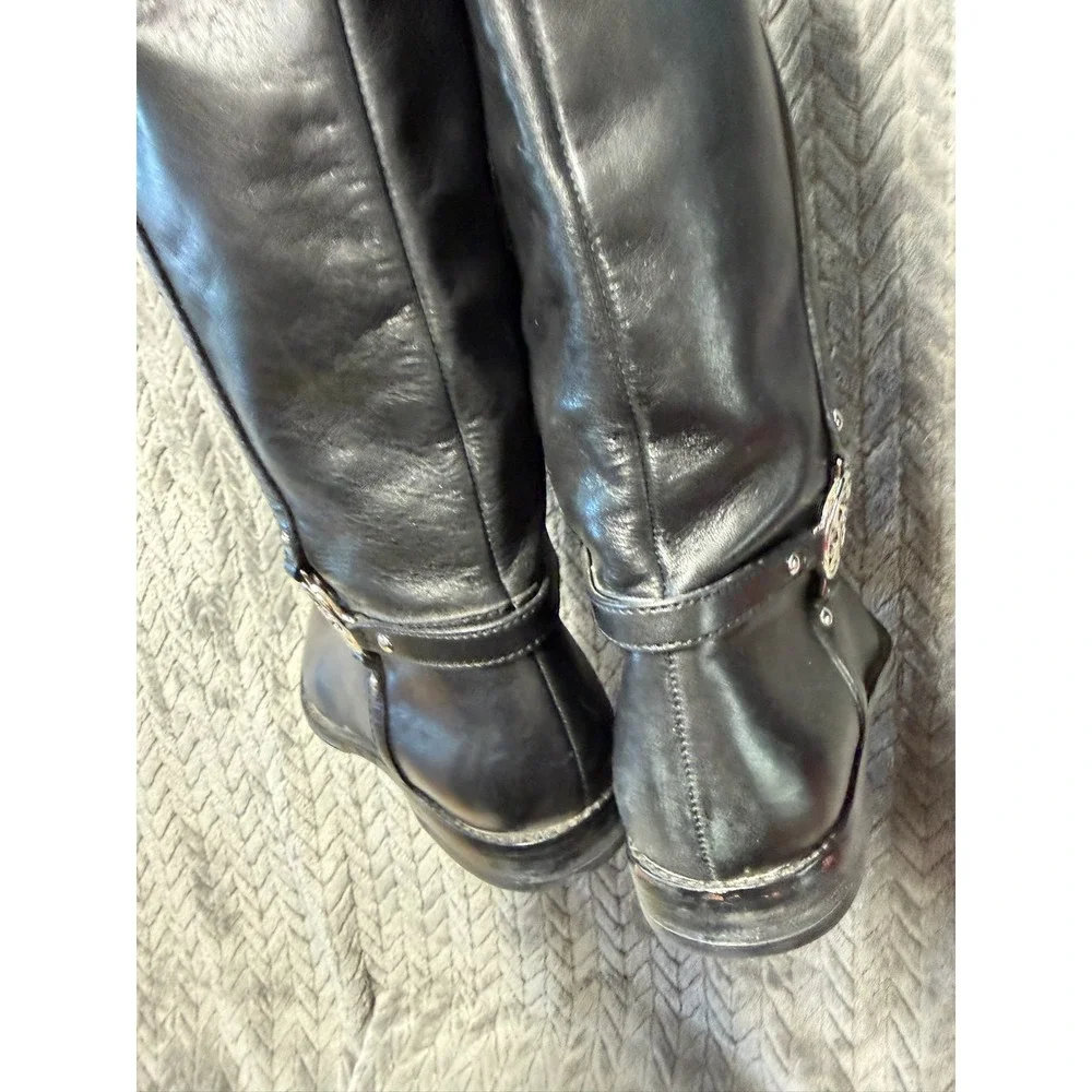 Coach Mulan Riding Boots 6.5B Black Leather Silver Medallion A4311